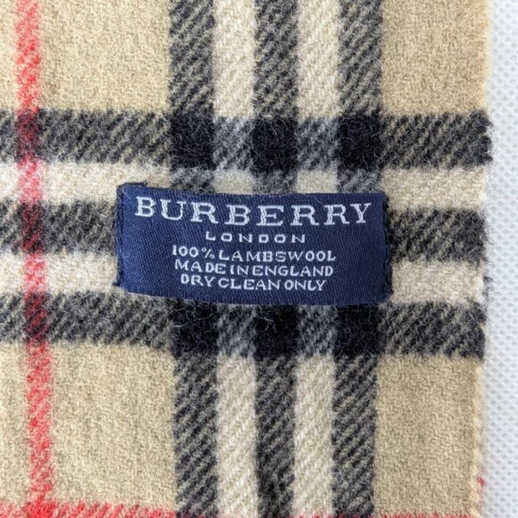 Used Burberry Designer Scarf Beige – Unisex Lambswool – Elegant Winter Accessory - Picture 2 of 7